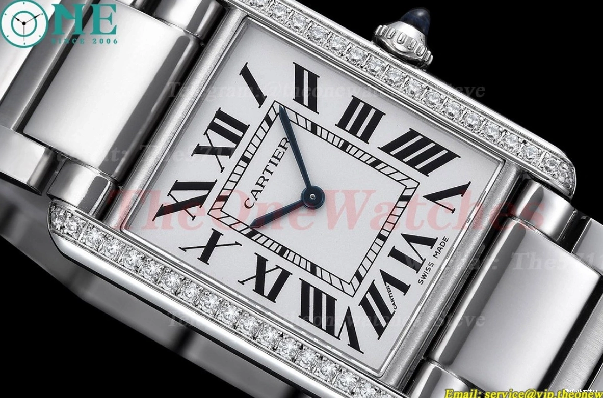 White Bracelet Diamond Bezel Tank K11F SS On Dial Must Quartz 0102